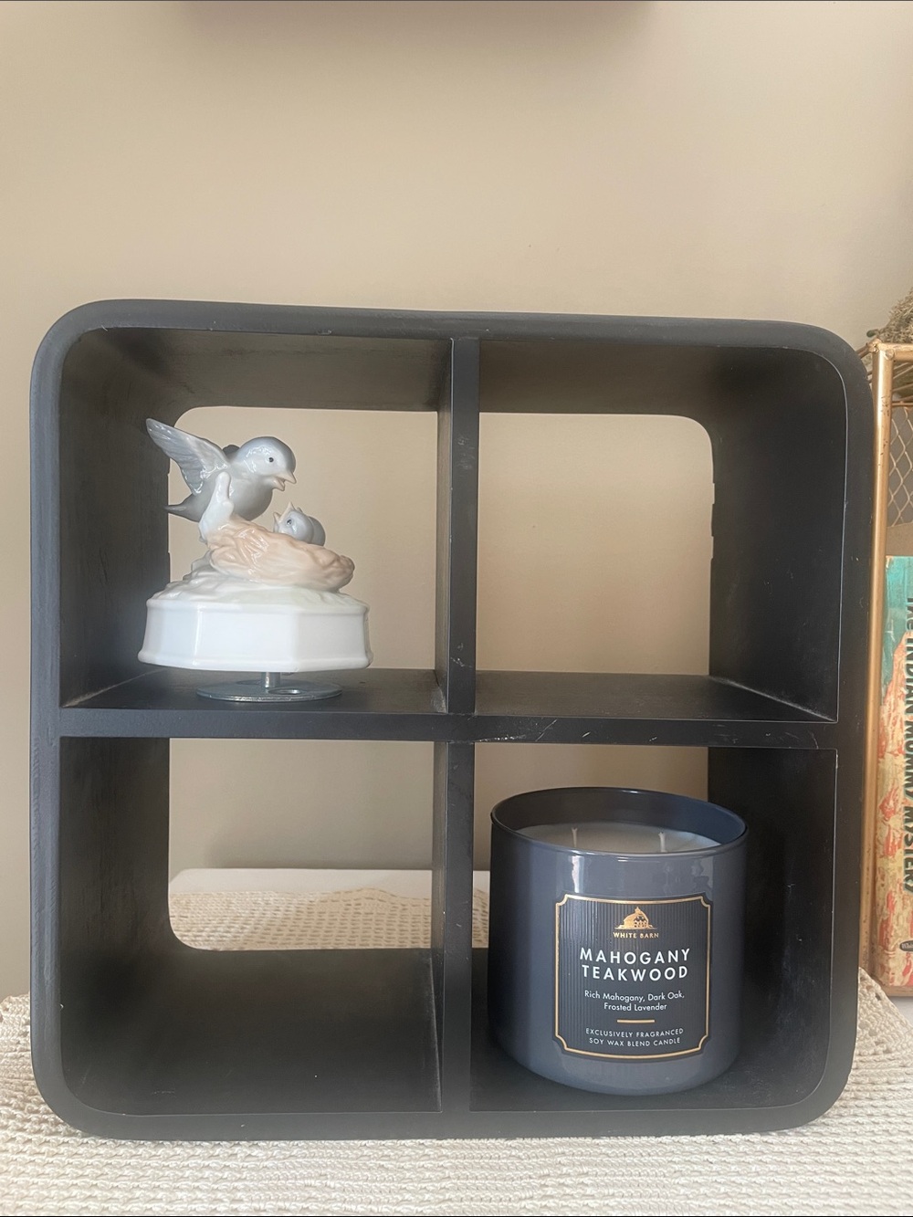 Black wood  Wall Shelf Unit- 4 sections